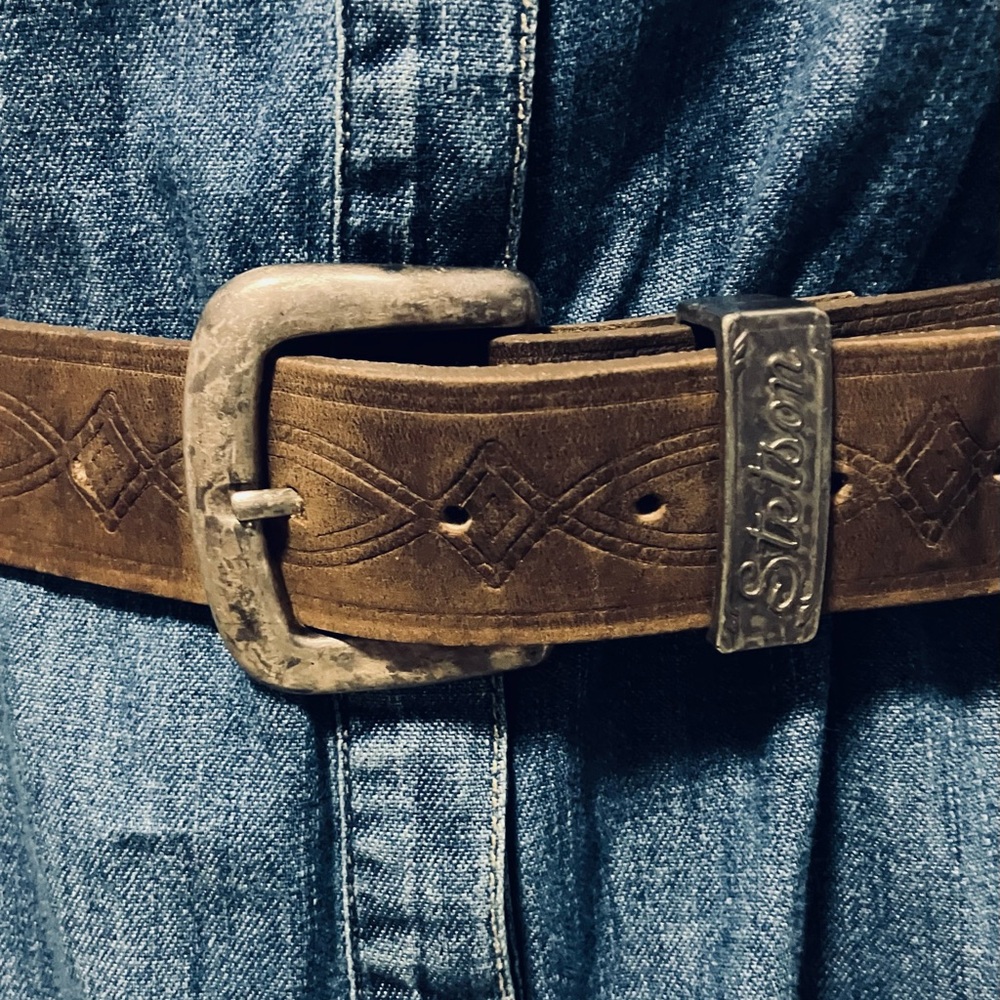 Vintage Stetson Brown Leather Belt with Silver Buckle / Country Western